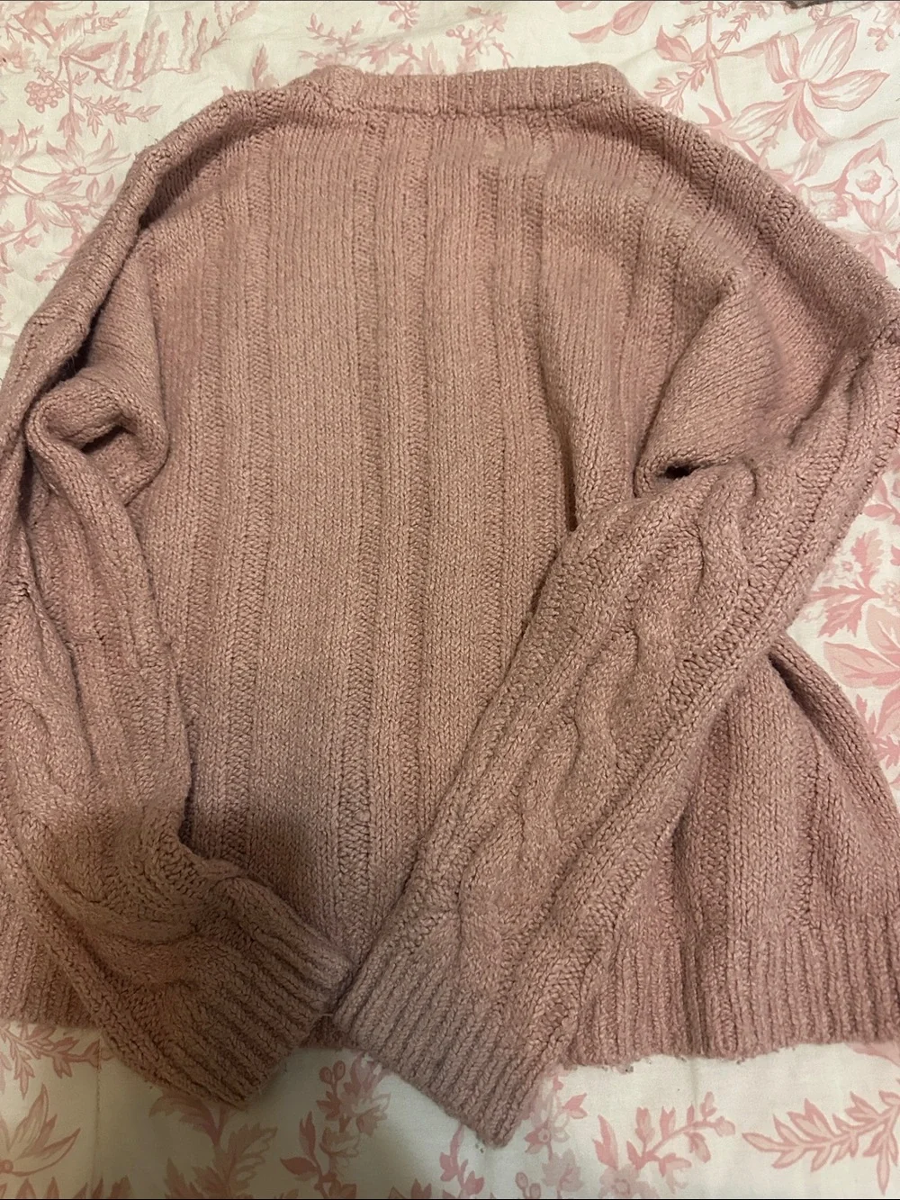 abercrombie kids Blush Pink Cable Knit Crewneck Sweater